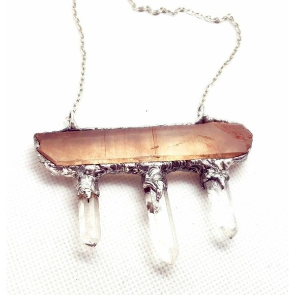 Tangerine quartz statement necklace handmade crystal necklace - Picture 8 of 12